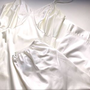 Vintage white 2 piece slip dress & skirt set Sz medium